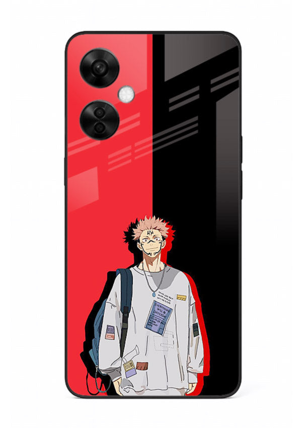 anime red black split art OnePlus Nord CE3 Lite glass cover stylish edgy character case