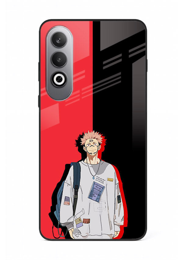 anime red black split art OnePlus Nord CE4 glass cover stylish edgy character case