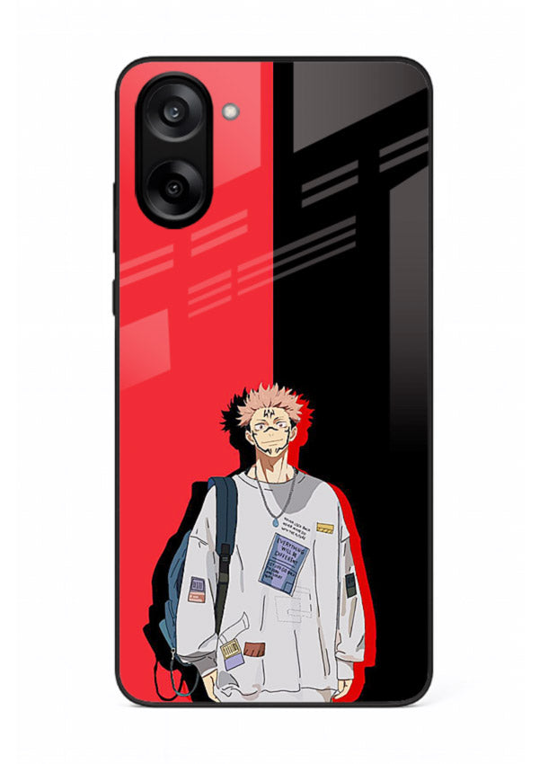 anime red black split art OnePlus Nord CE5 glass cover stylish edgy character case