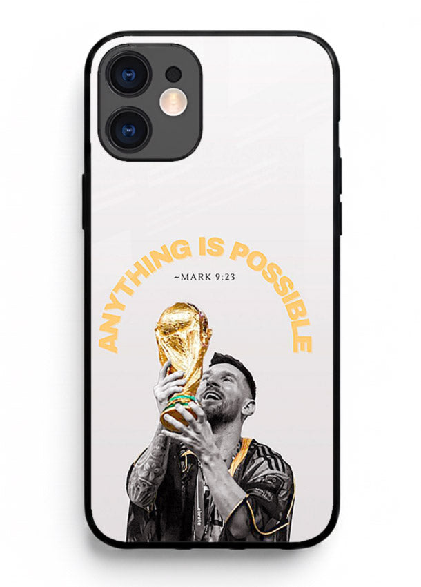 Motivational football artwork printed on glossy tempered glass iPhone 12 Mini back cover