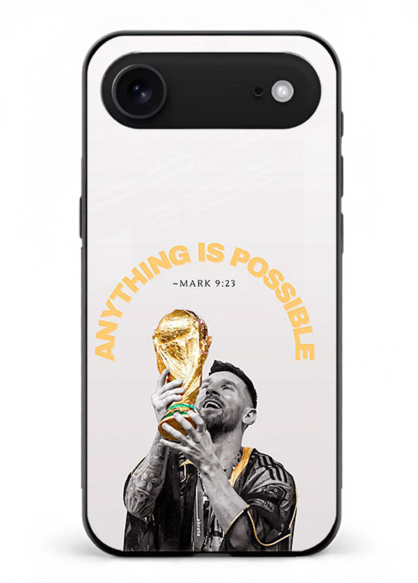 Motivational football artwork printed on glossy tempered glass iPhone 18 Air back cover