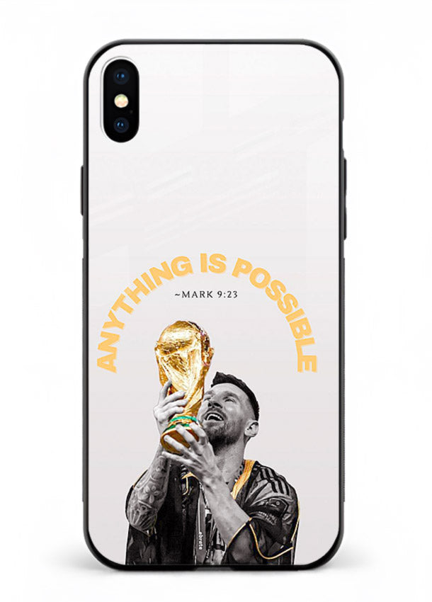 Motivational football artwork printed on glossy tempered glass iPhone XS Max back cover