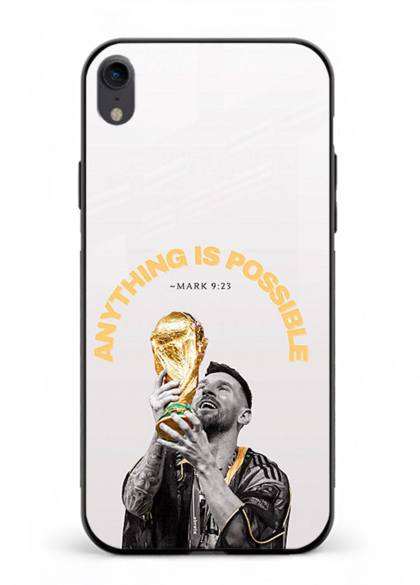 Motivational football artwork printed on glossy tempered glass iPhone XR back cover