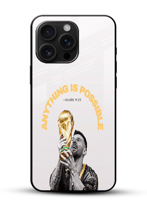 Motivational football artwork printed on glossy tempered glass mobile back cover - 1