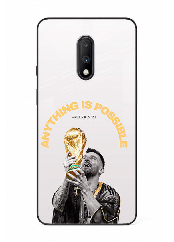 Motivational football artwork printed on glossy tempered glass OnePlus 7 back cover