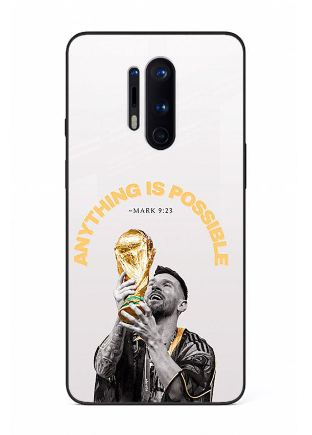 Motivational football artwork printed on glossy tempered glass OnePlus 8 Pro back cover