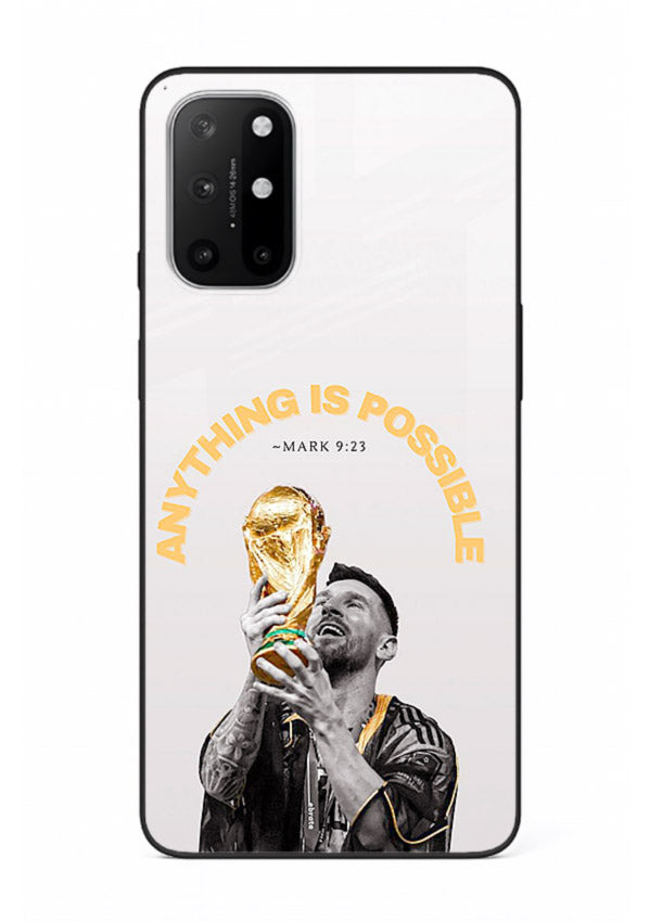 Motivational football artwork printed on glossy tempered glass OnePlus 8T back cover
