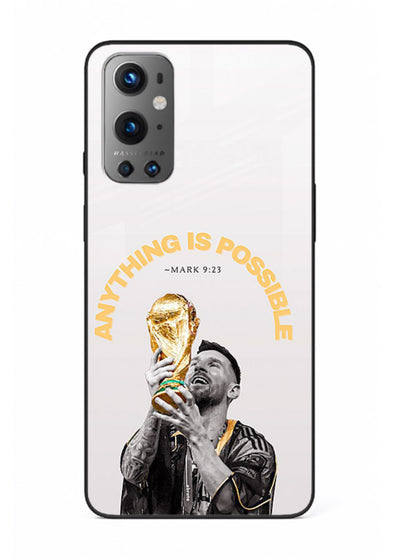 Motivational football artwork printed on glossy tempered glass OnePlus 9 back cover
