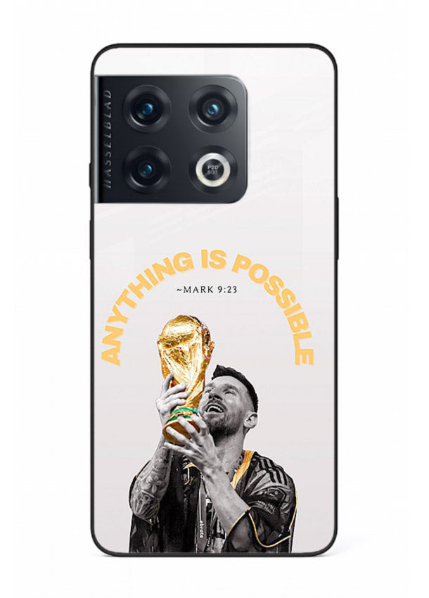 Motivational football artwork printed on glossy tempered glass OnePlus 10 Pro back cover