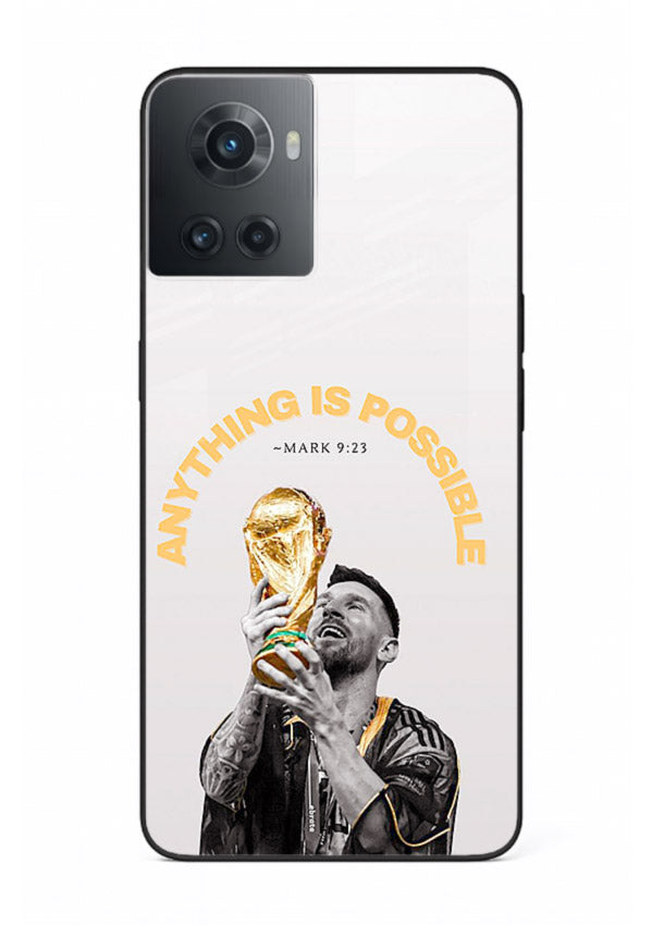 Motivational football artwork printed on glossy tempered glass OnePlus 10R back cover