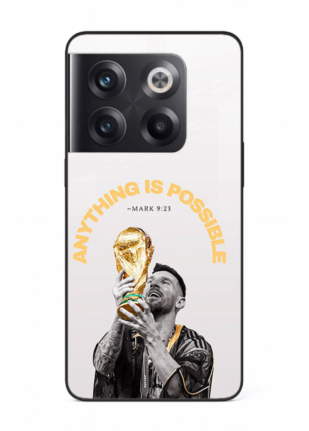 Motivational football artwork printed on glossy tempered glass OnePlus 10T back cover