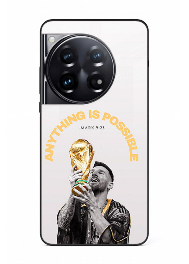 Motivational football artwork printed on glossy tempered glass OnePlus 12 back cover