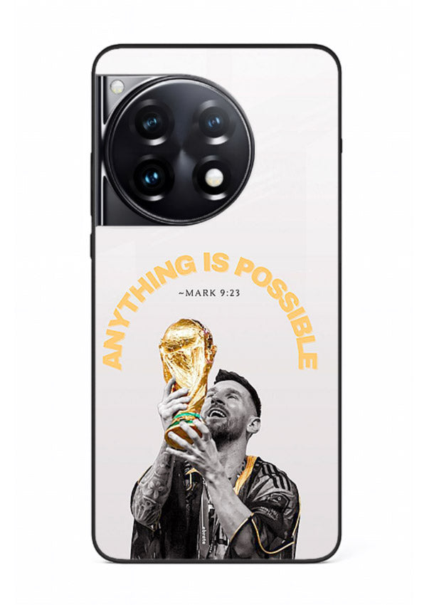 Motivational football artwork printed on glossy tempered glass OnePlus 12R back cover