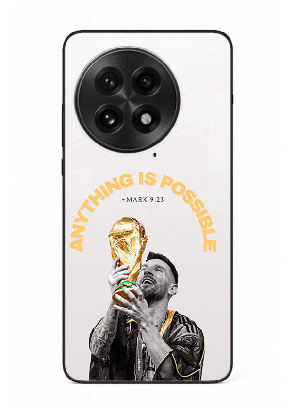 Motivational football artwork printed on glossy tempered glass OnePlus 13 back cover