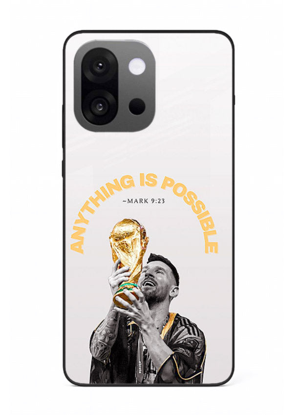 Motivational football artwork printed on glossy tempered glass OnePlus 13s back cover