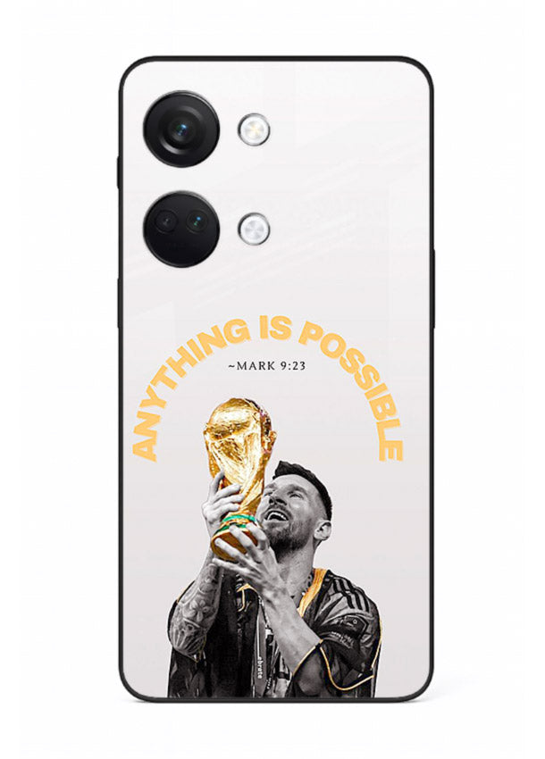 Motivational football artwork printed on glossy tempered glass OnePlus Nord 3 back cover