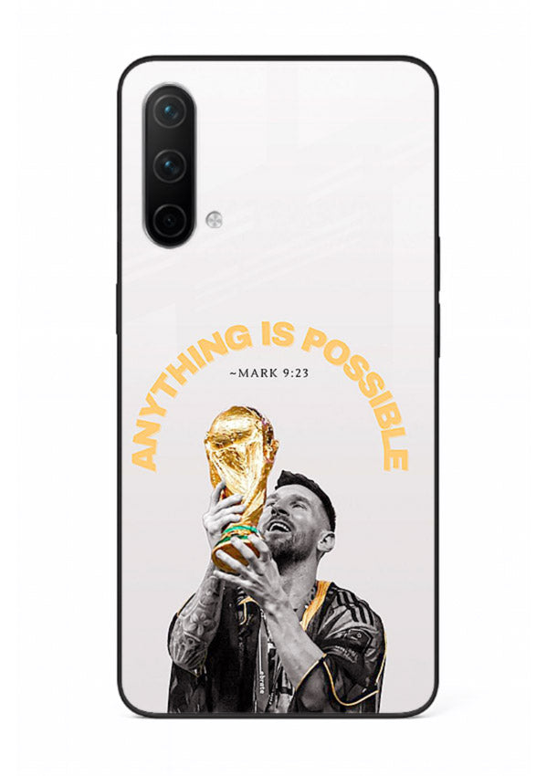 Motivational football artwork printed on glossy tempered glass OnePlus Nord CE 5G back cover