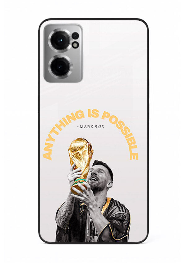 Motivational football artwork printed on glossy tempered glass OnePlus Nord CE2 5G back cover