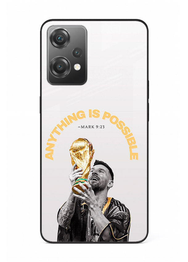 Motivational football artwork printed on glossy tempered glass OnePlus Nord CE2 Lite 5G back cover