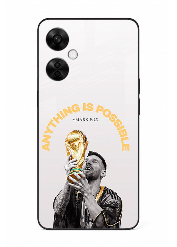 Motivational football artwork printed on glossy tempered glass OnePlus Nord CE3 Lite back cover