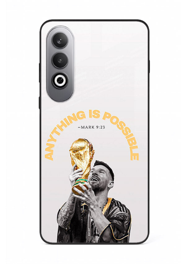 Motivational football artwork printed on glossy tempered glass OnePlus Nord CE4 back cover
