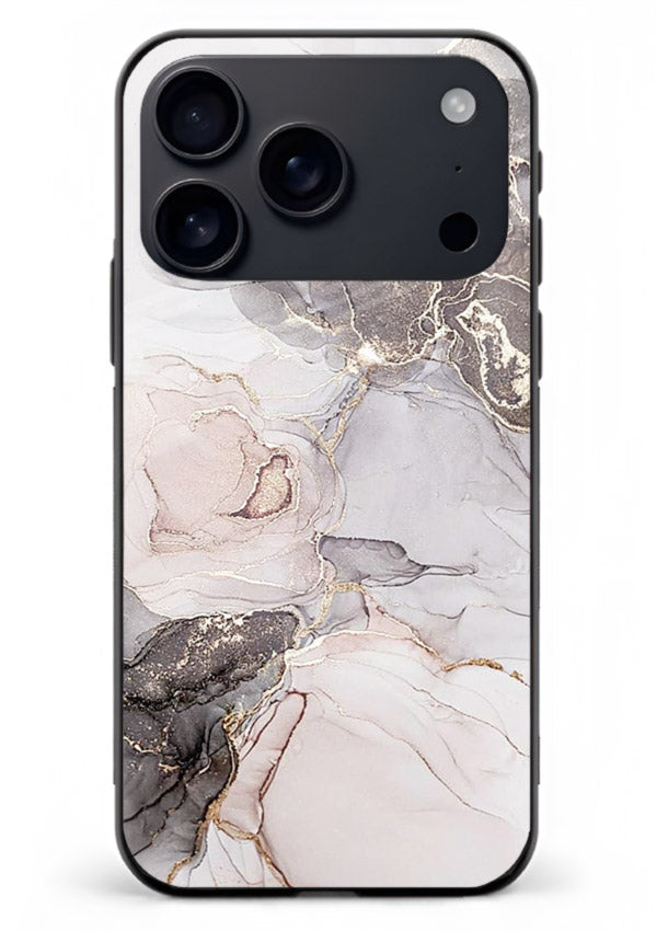 Aqua Gold Geode iphone 18 pro max glass back cover with aqua marble and gold geode accents