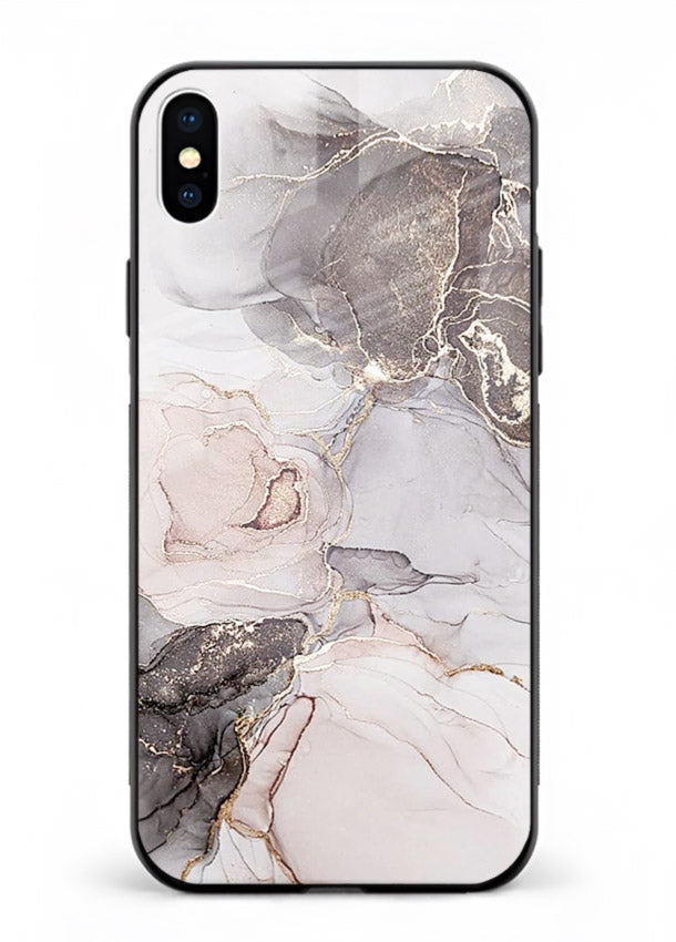 Aqua Gold Geode iphone xs max glass back cover with aqua marble and gold geode accents