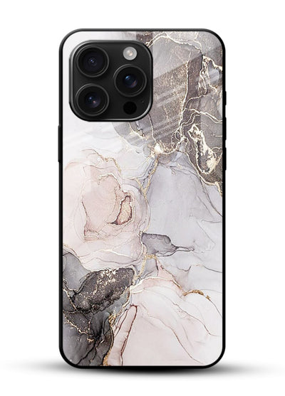 Aqua Gold Geode glossy vibrant premium glass back cover with aqua marble and gold geode accents - Angle Front