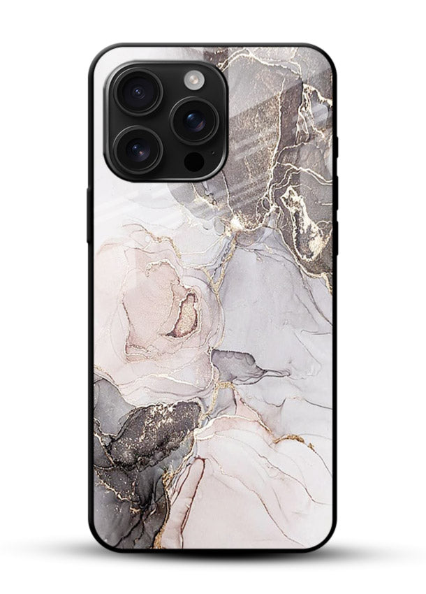 Aqua Gold Geode glossy vibrant premium glass back cover with aqua marble and gold geode accents - Angle Front