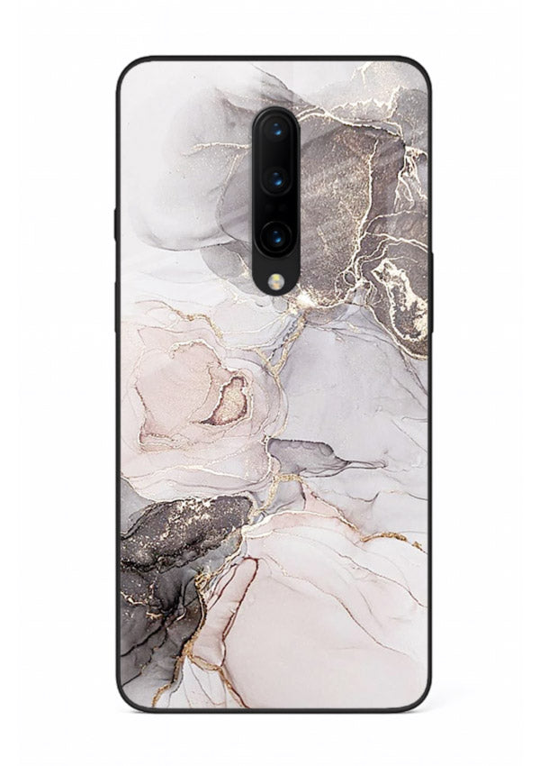 Aqua Gold Geode OnePlus 7 Pro glass back cover with aqua marble and gold geode accents