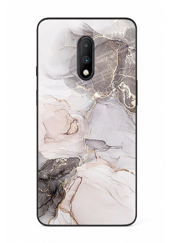 Aqua Gold Geode OnePlus 7 glass back cover with aqua marble and gold geode accents