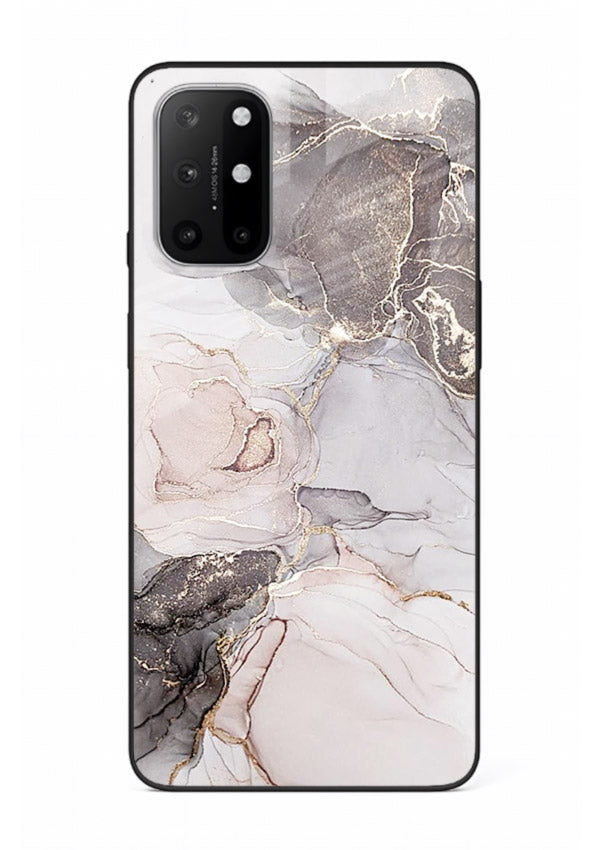 Aqua Gold Geode OnePlus 8T glass back cover with aqua marble and gold geode accents