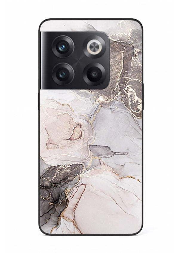 Aqua Gold Geode OnePlus 10T glass back cover with aqua marble and gold geode accents