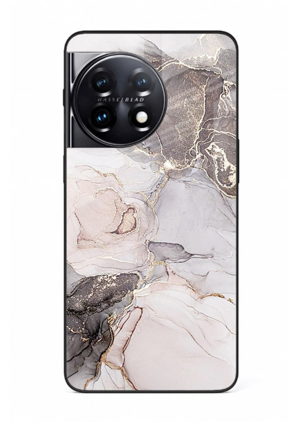 Aqua Gold Geode OnePlus 11 glass back cover with aqua marble and gold geode accents