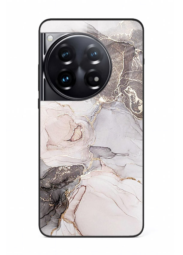 Aqua Gold Geode OnePlus 12 glass back cover with aqua marble and gold geode accents