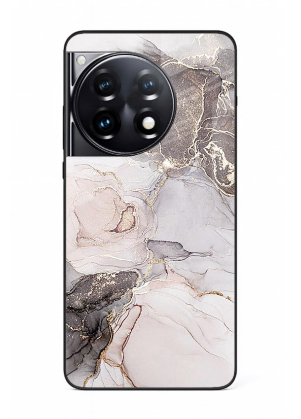 Aqua Gold Geode OnePlus 12R glass back cover with aqua marble and gold geode accents