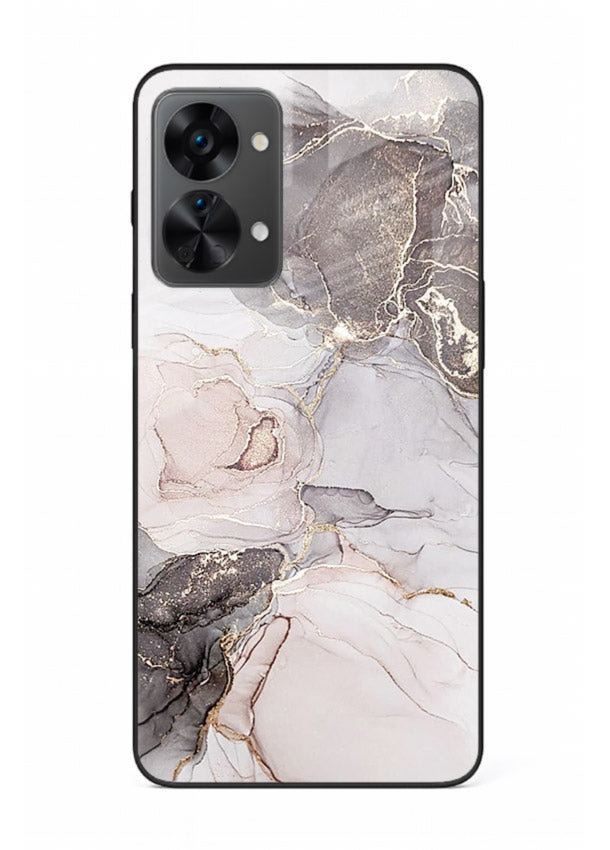 Aqua Gold Geode OnePlus Nord 2T glass back cover with aqua marble and gold geode accents