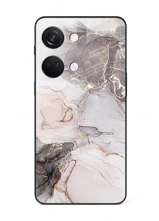 Aqua Gold Geode OnePlus Nord 3 glass back cover with aqua marble and gold geode accents