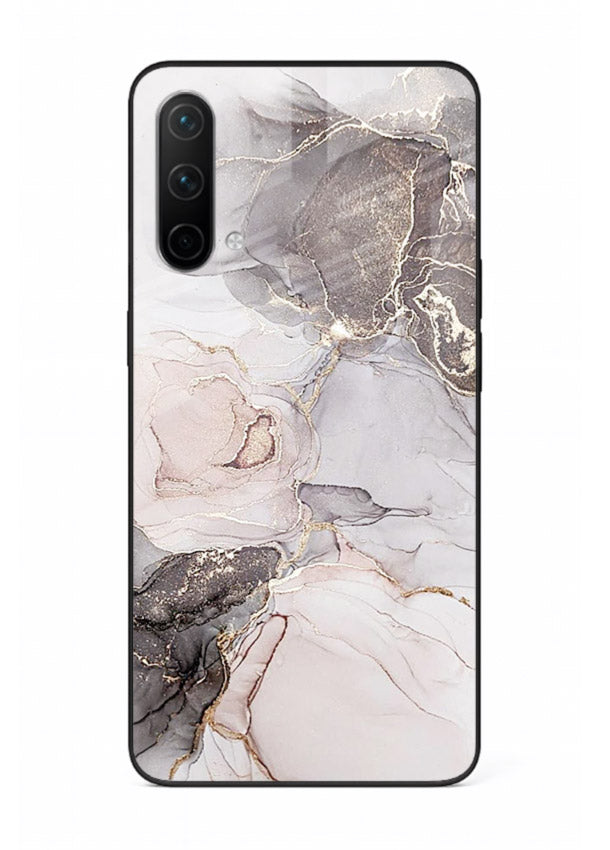 Aqua Gold Geode OnePlus Nord CE 5G glass back cover with aqua marble and gold geode accents