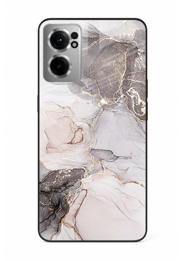 Aqua Gold Geode OnePlus Nord CE2 5G glass back cover with aqua marble and gold geode accents