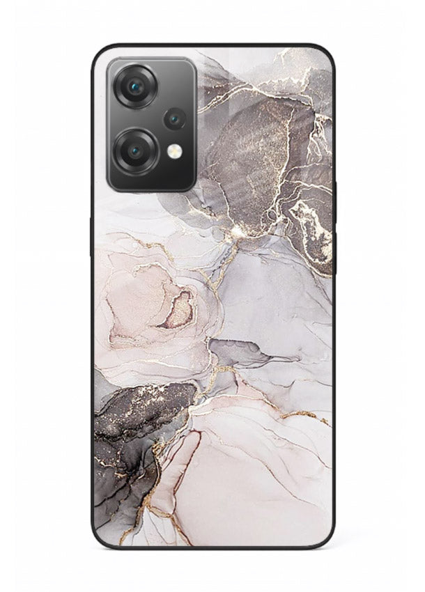 Aqua Gold Geode OnePlus Nord CE2 Lite 5G glass back cover with aqua marble and gold geode accents