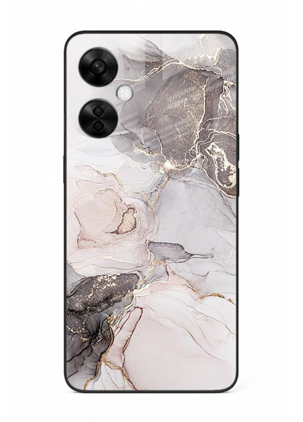 Aqua Gold Geode OnePlus Nord CE3 Lite glass back cover with aqua marble and gold geode accents