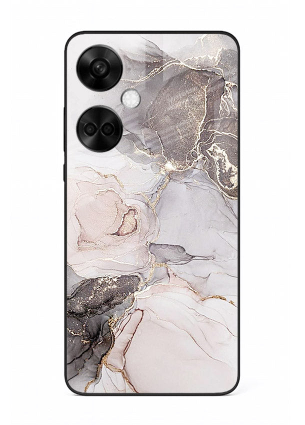 Aqua Gold Geode OnePlus Nord CE3 glass back cover with aqua marble and gold geode accents