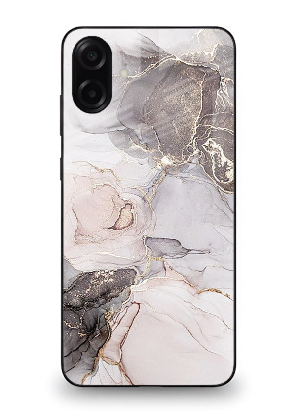 Aqua Gold Geode Samsung A07 4G glass back cover with aqua marble and gold geode accents