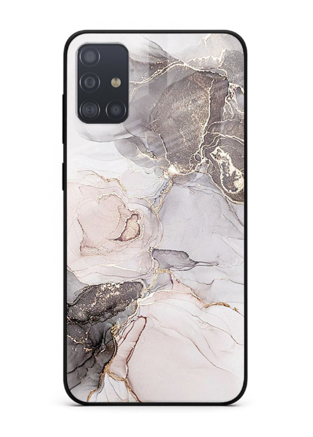 Aqua Gold Geode Samsung A71 glass back cover with aqua marble and gold geode accents