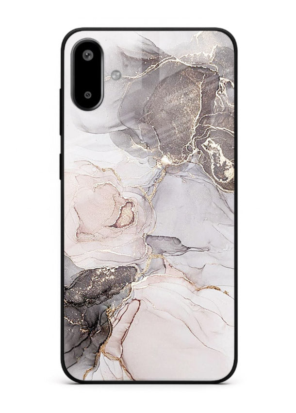 Aqua Gold Geode Samsung F06 5G glass back cover with aqua marble and gold geode accents