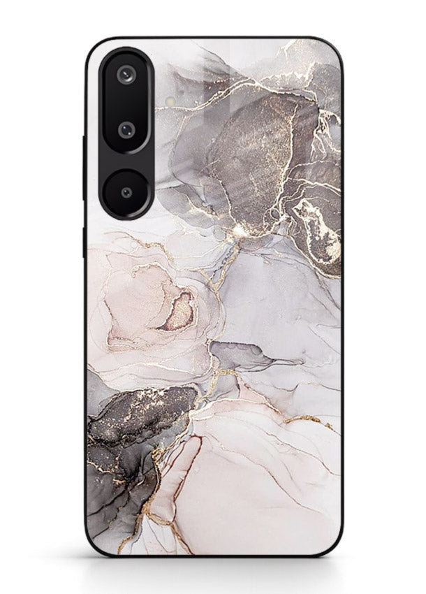 Aqua Gold Geode Samsung F16 5G glass back cover with aqua marble and gold geode accents