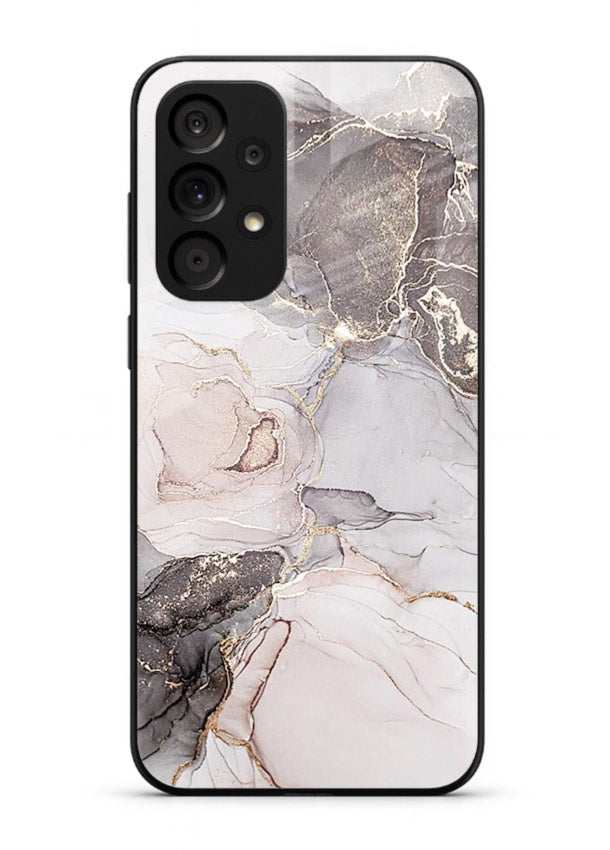 Aqua Gold Geode Samsung A23 5G glass back cover with aqua marble and gold geode accents
