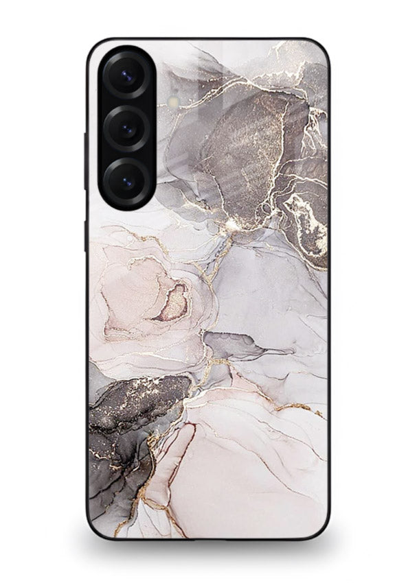 Aqua Gold Geode Samsung A25 5G glass back cover with aqua marble and gold geode accents