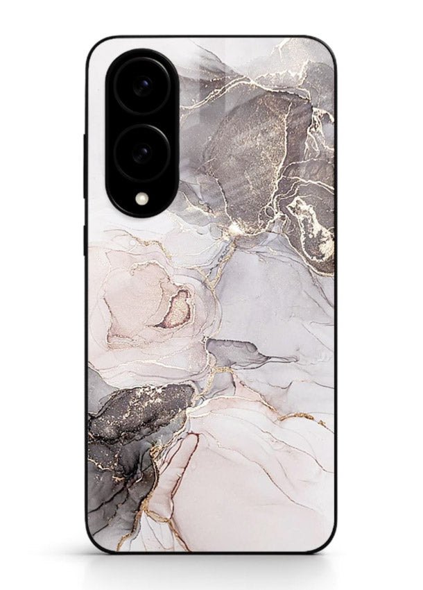 Aqua Gold Geode Samsung S25 Edge glass back cover with aqua marble and gold geode accents